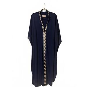 Vintage Blue Gold Detail Full Length Tunic